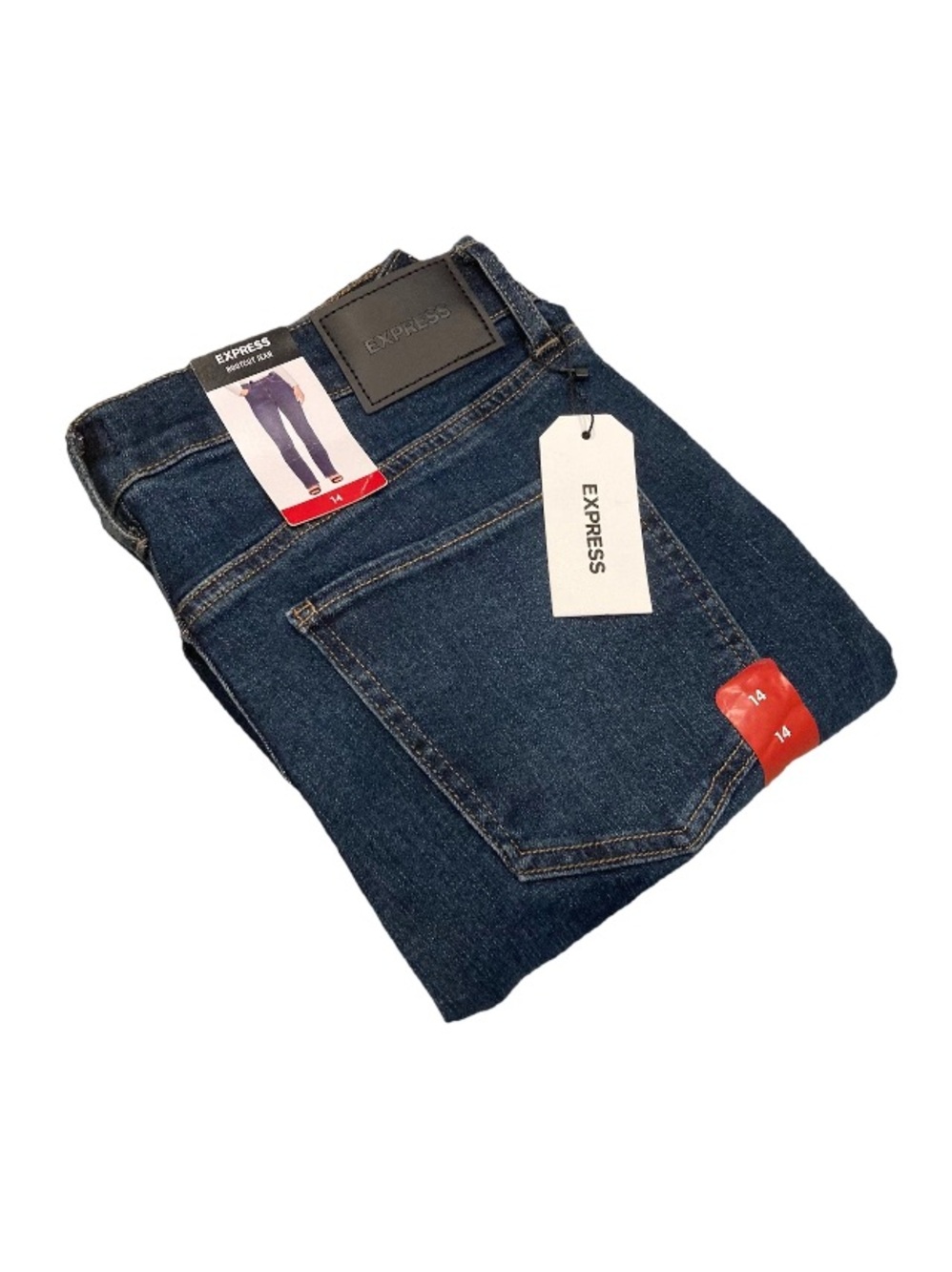 Express Woman’s Size 14 Bootcut Stretch Dark Blue Jeans NWT, $98 MSRP